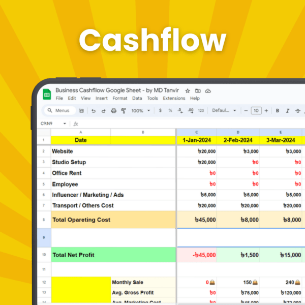 Business Cashflow Google Sheet - by MD Tanvir